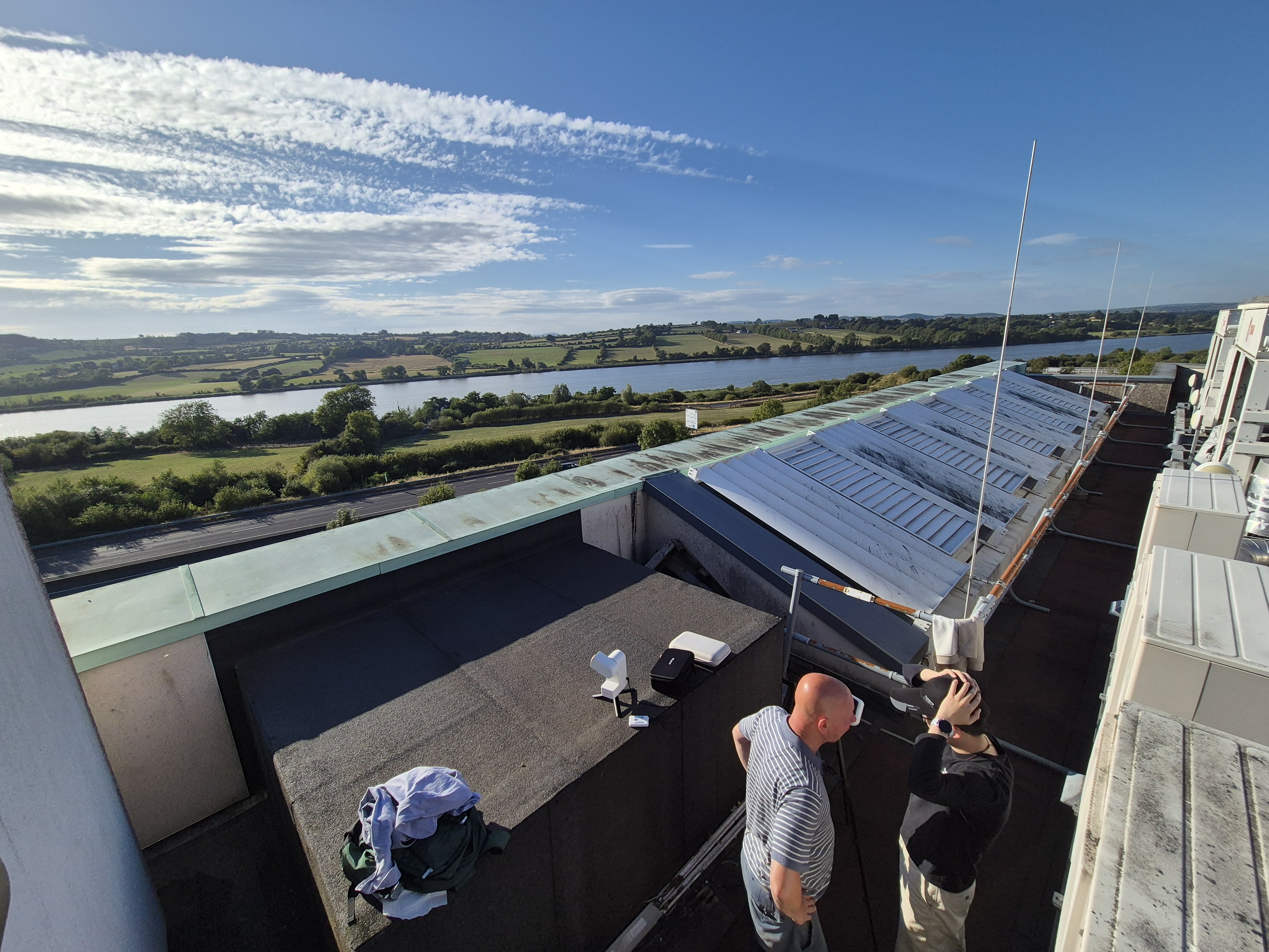 Observation location showing Dr O'Mahony, Benyuan Yu, the N25 Dual Carraigeway and the Suir River to the West/North West